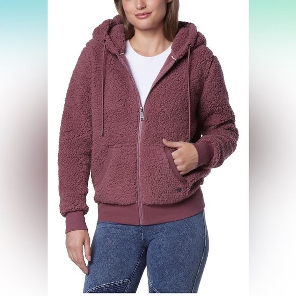 MARC NEW YORK Andrew Marc Teddy Fleece Full Zip Hoodie Jacket in Dried Rose MED - Picture 9 of 11